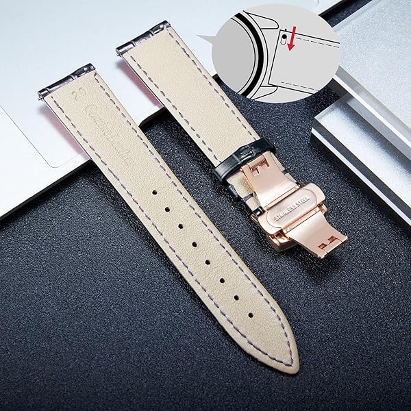 BINLUN BINLUN Leather Watch Strap Quick Release with Rose Gold Buckle 16mm Stylish Band for Men and Women - View 4 of 7