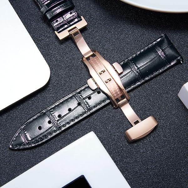 BINLUN BINLUN Leather Watch Strap Quick Release with Rose Gold Buckle 16mm Stylish Band for Men and Women - View 5 of 7