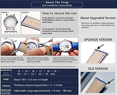 BINLUN BINLUN Leather Watch Strap Quick Release with Gold Buckle 24mm for Men Women Stylish and Durable Watch Band in Brown Color - View 7 of 7