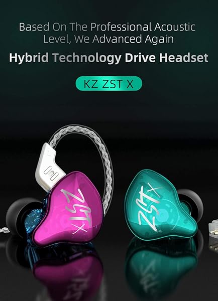 erjigo Upgrade Your Sound: KZ ZST X Dual Driver In-Ear Monitors with Detachable Cable & Mic - Perfect for Musicians & Audiophiles - View 2 of 9