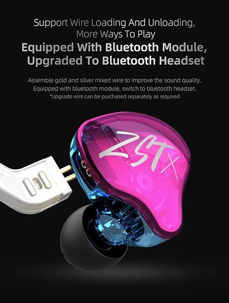 erjigo Upgrade Your Sound: KZ ZST X Dual Driver In-Ear Monitors with Detachable Cable & Mic - Perfect for Musicians & Audiophiles - View 6 of 9