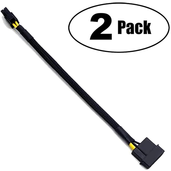 TeamProfitcom TeamProfitcom LP4 Molex Male to ATX 4 Pin Male Power Adapter Cable 12 Inches 2 Pack Sleeved Braided Quality Connection - View 3 of 6