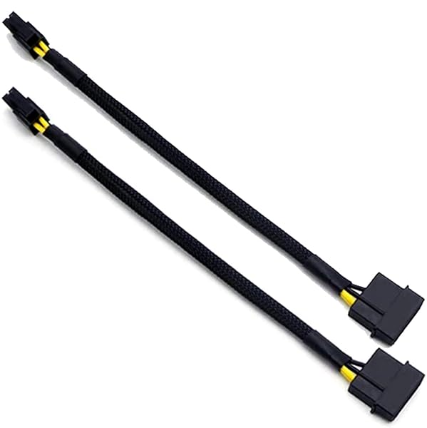 TeamProfitcom TeamProfitcom LP4 Molex Male to ATX 4 Pin Male Power Adapter Cable 12 Inches 2 Pack Sleeved Braided Quality Connection - View 2 of 6