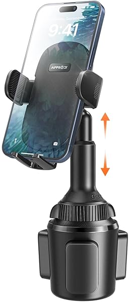 APPS2Car APPS2Car Universal Car Cup Phone Holder with Quick Extension Long Arm, Quick Swivel Height Adjustment 360 Degree Swivel for iPhone Samsung Google and All Smartphones
