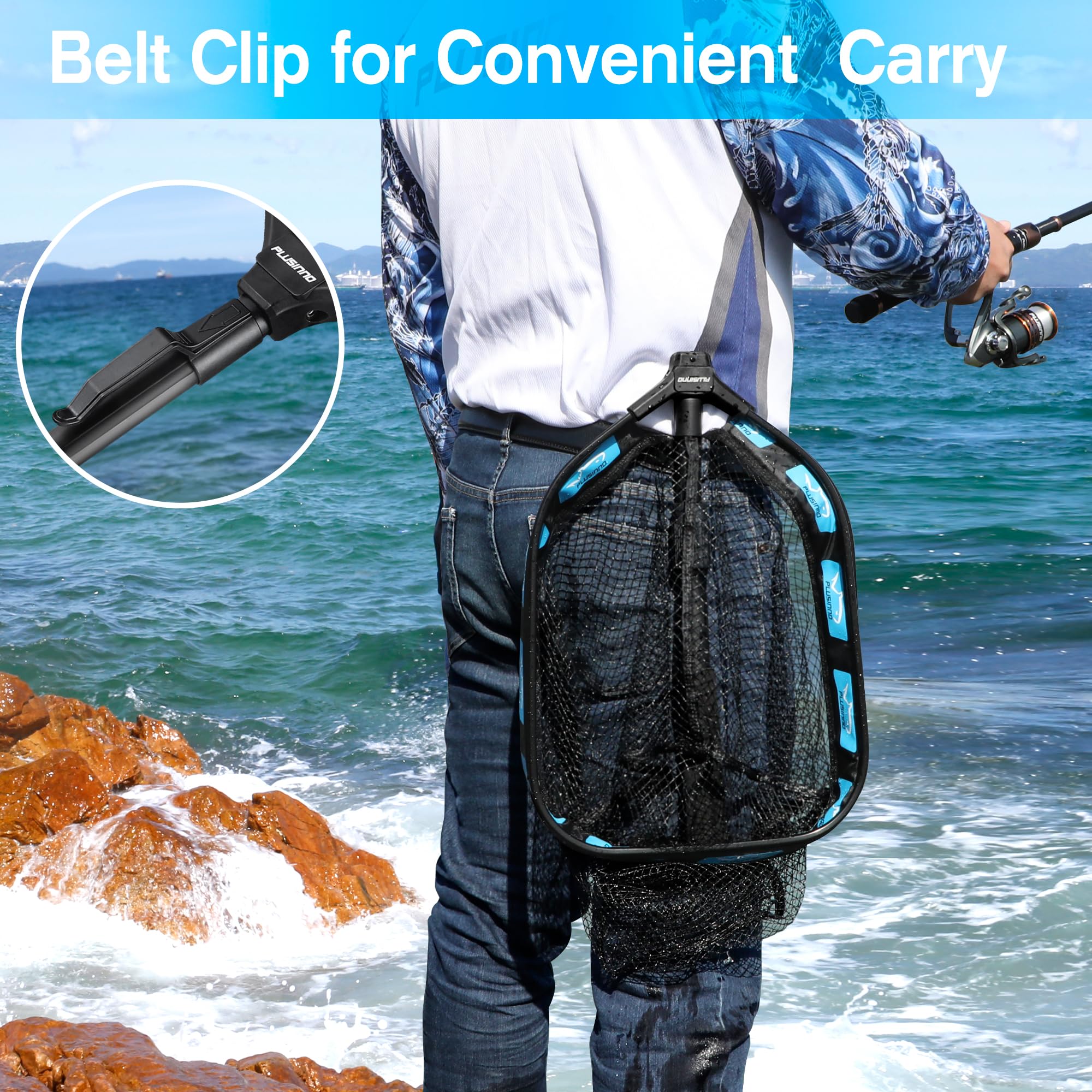 PLUSINNO PLUSINNO Floating Fishing Net for Easy Catch and Release of Steelhead Salmon Fly Kayak Catfish Bass and Trout Compact and Foldable - View 6 of 9