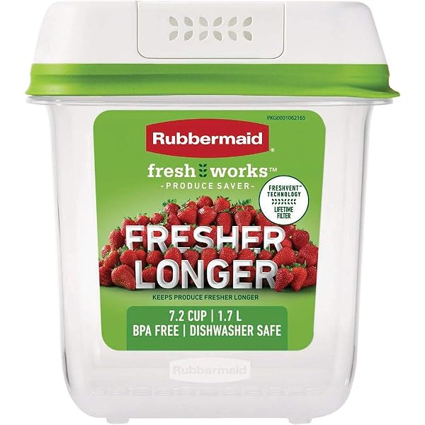Rubbermaid FreshWorks Saver Medium Produce Storage Container - 7.2-Cup Clear for Fresh Fruits & Veggies