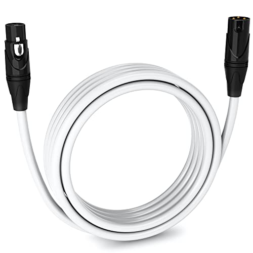 LyxPro 15 Feet XLR Microphone Cable Balanced Male to Female 3 Pin Mic Cord for Professional Audio Performance and Recording Devices White