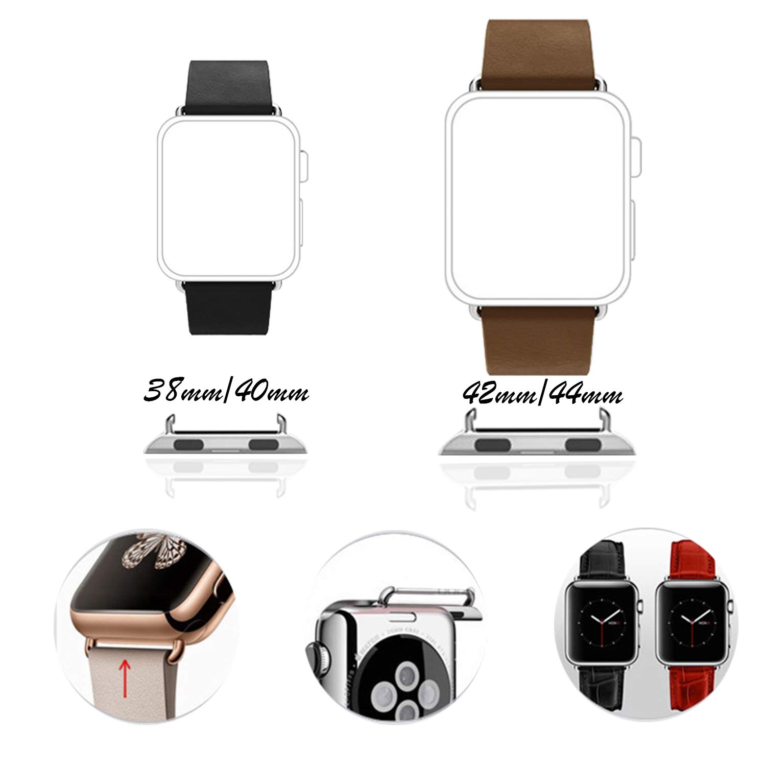 ONELANKS ONELANKS Metal Watch Band Connector Kit for Apple Watch Series 1 to 8 Rose Gold 6 Pack Replacement Adapter for iWatch Straps - View 3 of 5