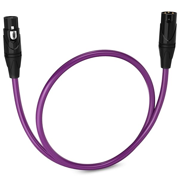 LyxPro 1.5 Feet XLR Microphone Cable Balanced Male to Female 3 Pin Mic Cord for Professional Audio Performance and Recording Devices Purple