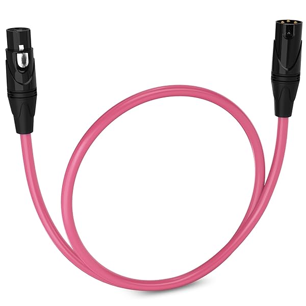 LyxPro LyxPro 1.5 Feet XLR Microphone Cable Balanced Male to Female 3 Pin Mic Cord for Professional Audio Performance and Recording Devices Pink - View 2 of 8