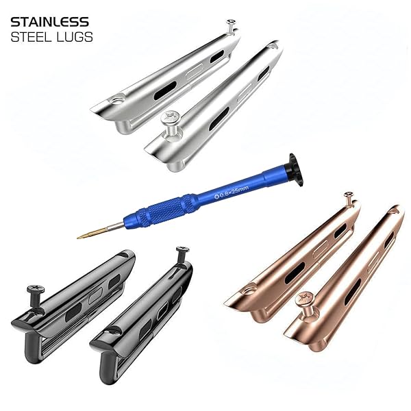 ONELANKS ONELANKS Metal Watch Band Connector Kit for Apple Watch Series 8 7 6 5 4 SE 3 2 1 Black 6 Pack Replacement Adapter - View 3 of 6