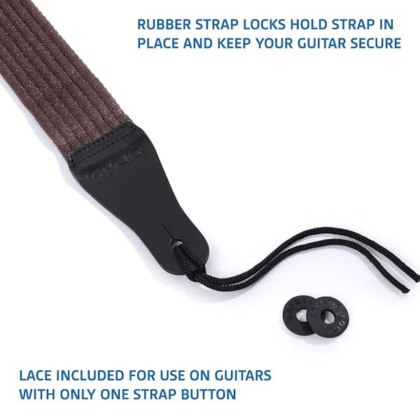 KLIQ Music Gear KLIQ Vintage Woven Guitar Strap for Acoustic and Electric Guitars in Brown Simple Woven Design - View 4 of 8