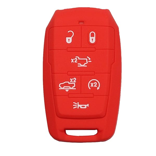 Btopars Btopars 2pcs Silicone Rubber Remote Key Fob Case Cover for Dodge Ram 1500 2019 2022 Black Red - View 6 of 7