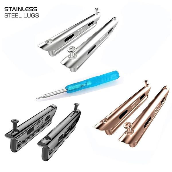 ONELANKS ONELANKS Metal Watch Band Connector Kit for Apple Watch Series 1 to 8 Rose Gold 3 Pack Replacement Adapter for iWatch Straps - View 3 of 6