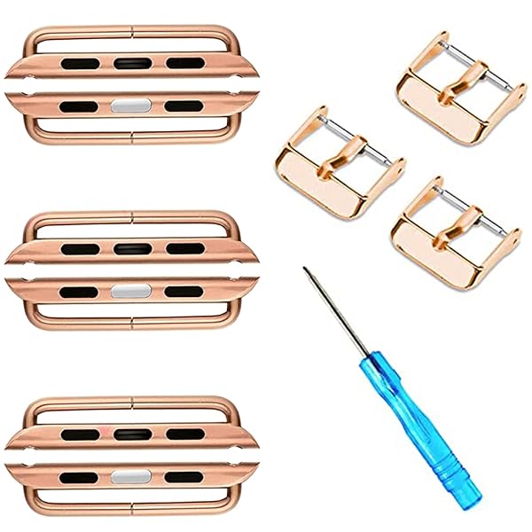 ONELANKS ONELANKS Metal Watch Band Connector Kit for Apple Watch Series 1 to 8 Rose Gold 3 Pack Replacement Adapter for iWatch Straps - View 2 of 6