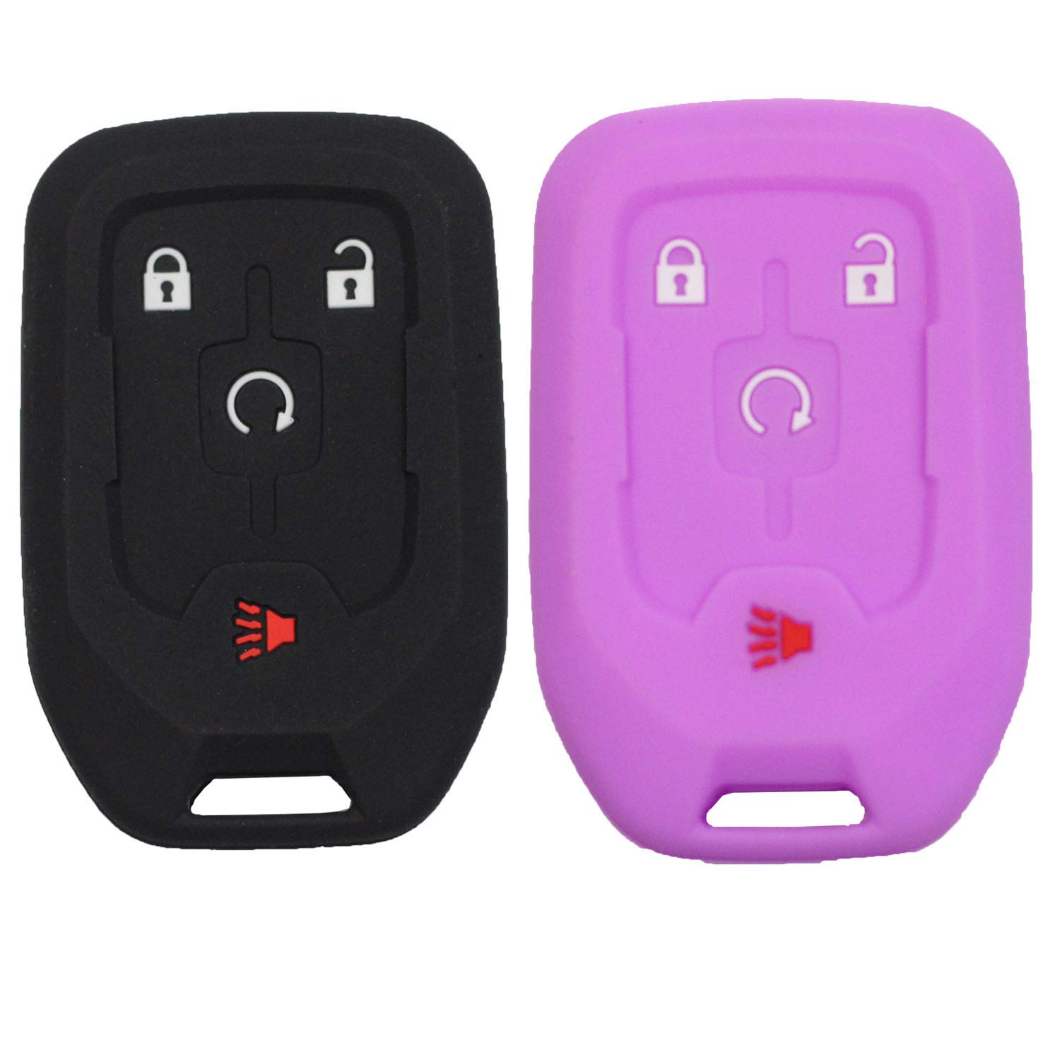 Btopars 2pcs Silicone Rubber Remote Key Fob Case Cover for GMC Acadia Terrain 2018 2019 2020 2021 Black Purple