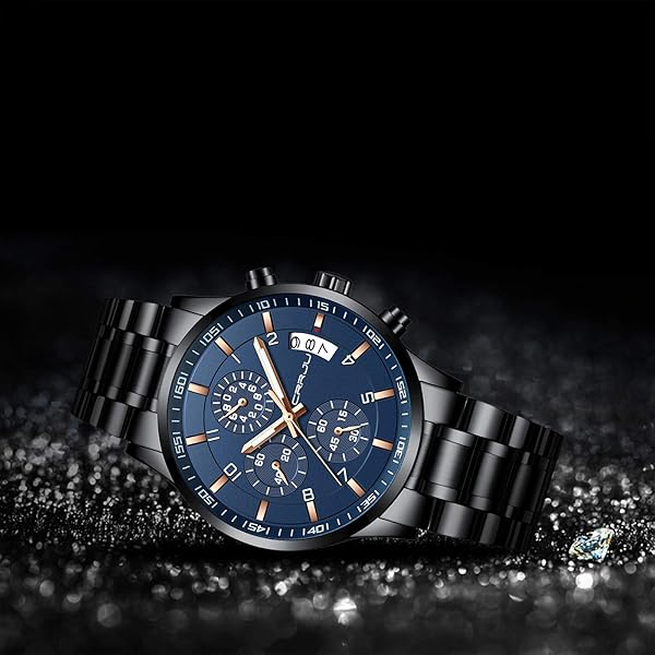 CRRJU CRRJU Mens Luxury Casual Quartz Analog Black Stainless Steel Waterproof Chronograph Wrist Watch for Men - View 5 of 6