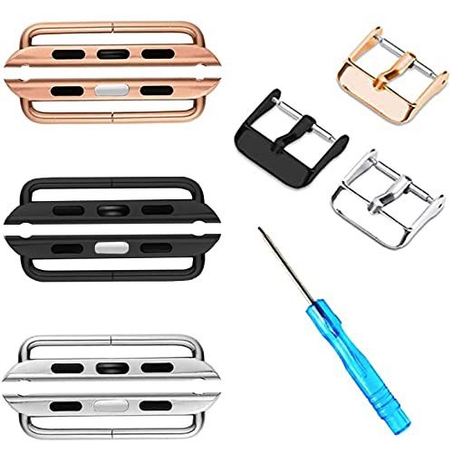 ONELANKS Apple Watch Band Connector Kit Metal Replacement Adapter for iWatch Straps Series 1 to 8 Silver Black Rose Gold