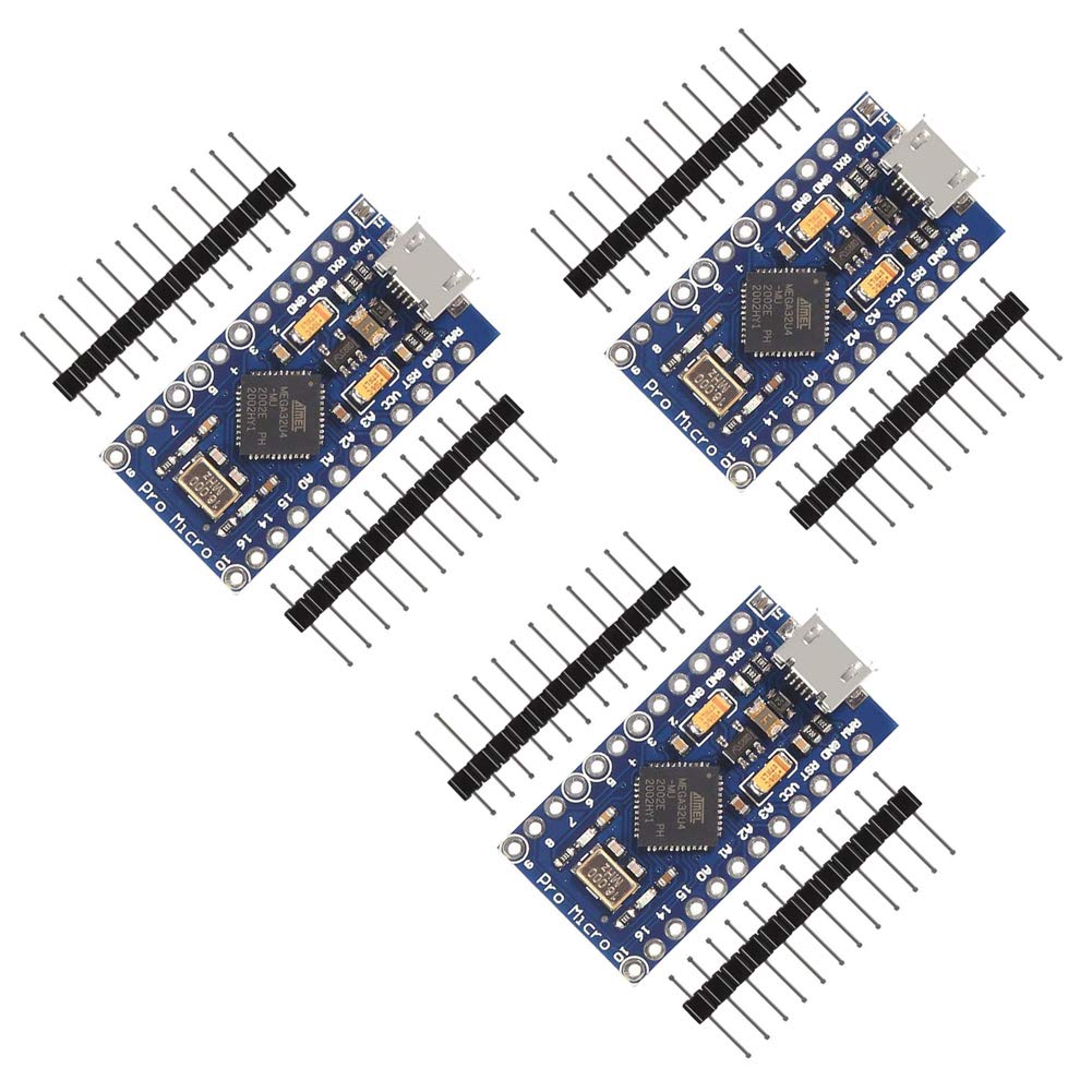 ACEIRMC Pro Micro Development Board Atmega32U4 5V 16MHz Bootloadered IDE Compatible with Arduino Pin Header 3pcs