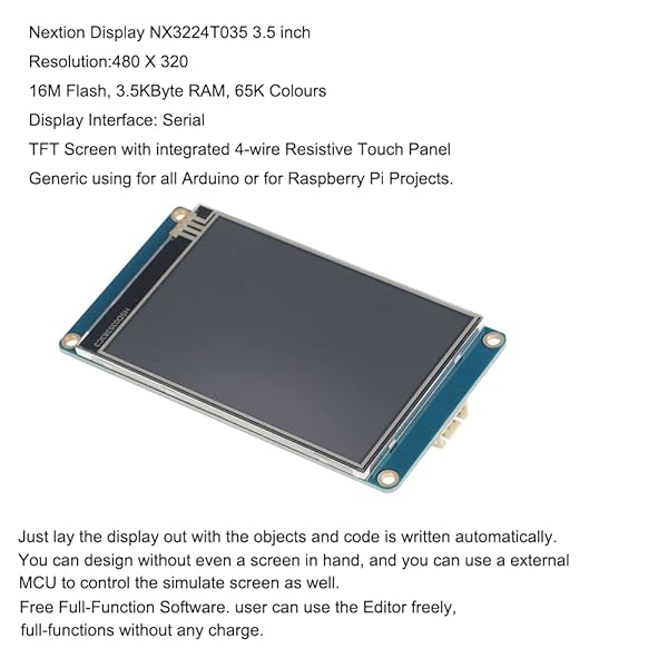 Ferwooh Ferwooh 3.5 Inch Nextion NX4832T035 HMI Display Module 480x320 Resolution Touch Screen LCD with 16MB Flash and 2KB RAM - View 4 of 11