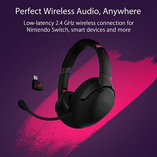 ASUS ASUS ROG Strix Go 2.4 Electro Punk Wireless Gaming Headphones with USB-C 2.4 GHz Adapter | Ai Powered Noise-Cancelling Microphone | Over-ear Headphones for PC, Mac, Nintendo Switch, and PS4 - View 3 of 8