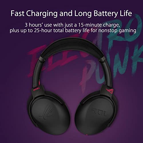 ASUS ASUS ROG Strix Go 2.4 Electro Punk Wireless Gaming Headphones with USB-C 2.4 GHz Adapter | Ai Powered Noise-Cancelling Microphone | Over-ear Headphones for PC, Mac, Nintendo Switch, and PS4 - View 4 of 8