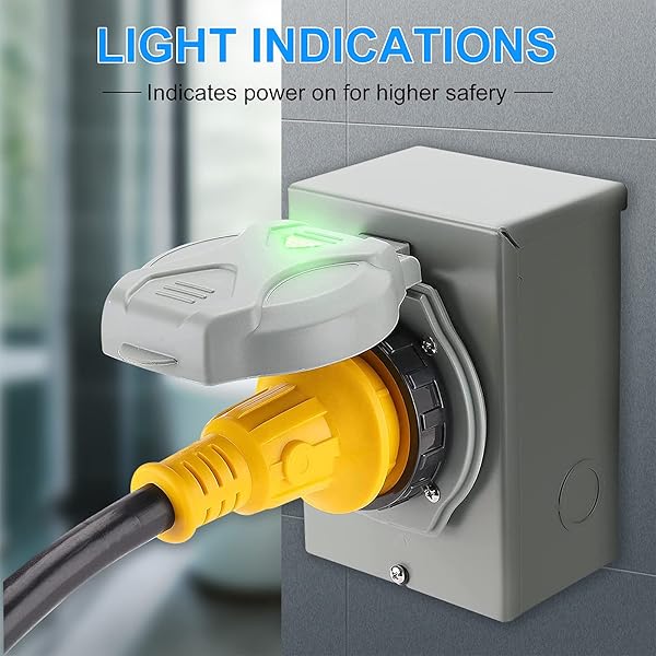 Miady Miady 30 Amp Generator Power Inlet Box L14-30P 125250 Volt for Generators Up to 7500 Watts Weatherproof ETL Listed - View 7 of 8