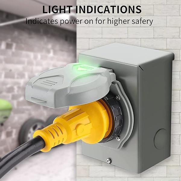 Miady Miady 50 Amp Generator Power Inlet Box SS2-50P 125250 Volt Weatherproof for Generators Up to 12500 Watts ETL Listed - View 8 of 9