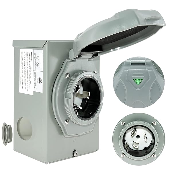 Miady Miady 50 Amp Generator Power Inlet Box SS2-50P 125250 Volt Weatherproof for Generators Up to 12500 Watts ETL Listed - View 2 of 9