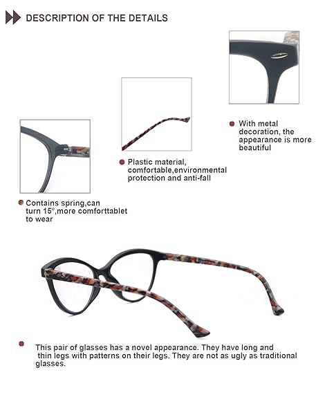 HEEYYOK HEEYYOK Women Reading Glasses 4-Pack Cateye Readers for Small Faces with Comfort Spring Hinge in 4 Stylish Colors - View 4 of 8