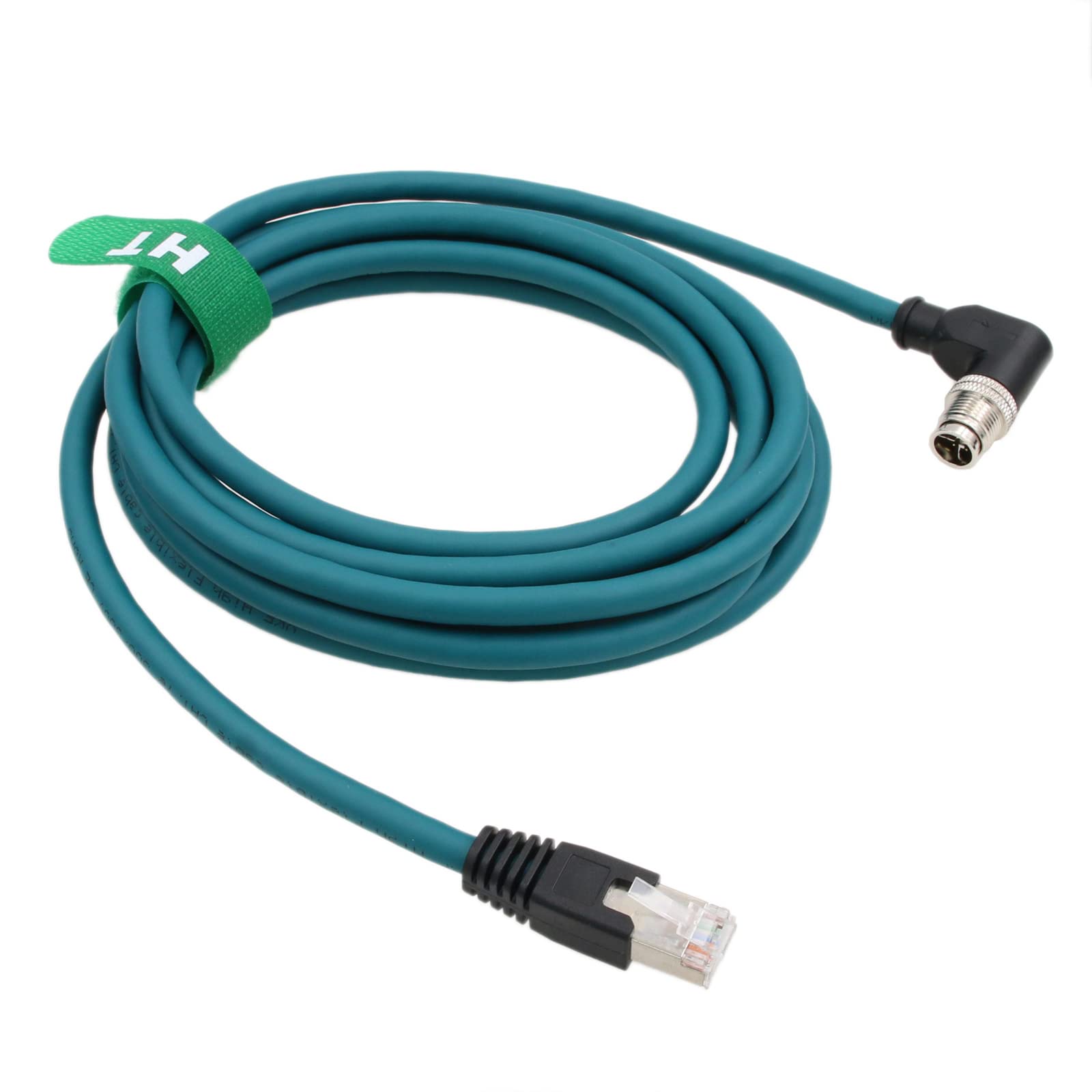 HangTon Connect HangTon M12 8 Pin X-Coding Right Angle to RJ45 Ethernet Cable for Cognex Vision Cameras CAT-7e 2m High Speed Connection - View 2 of 5