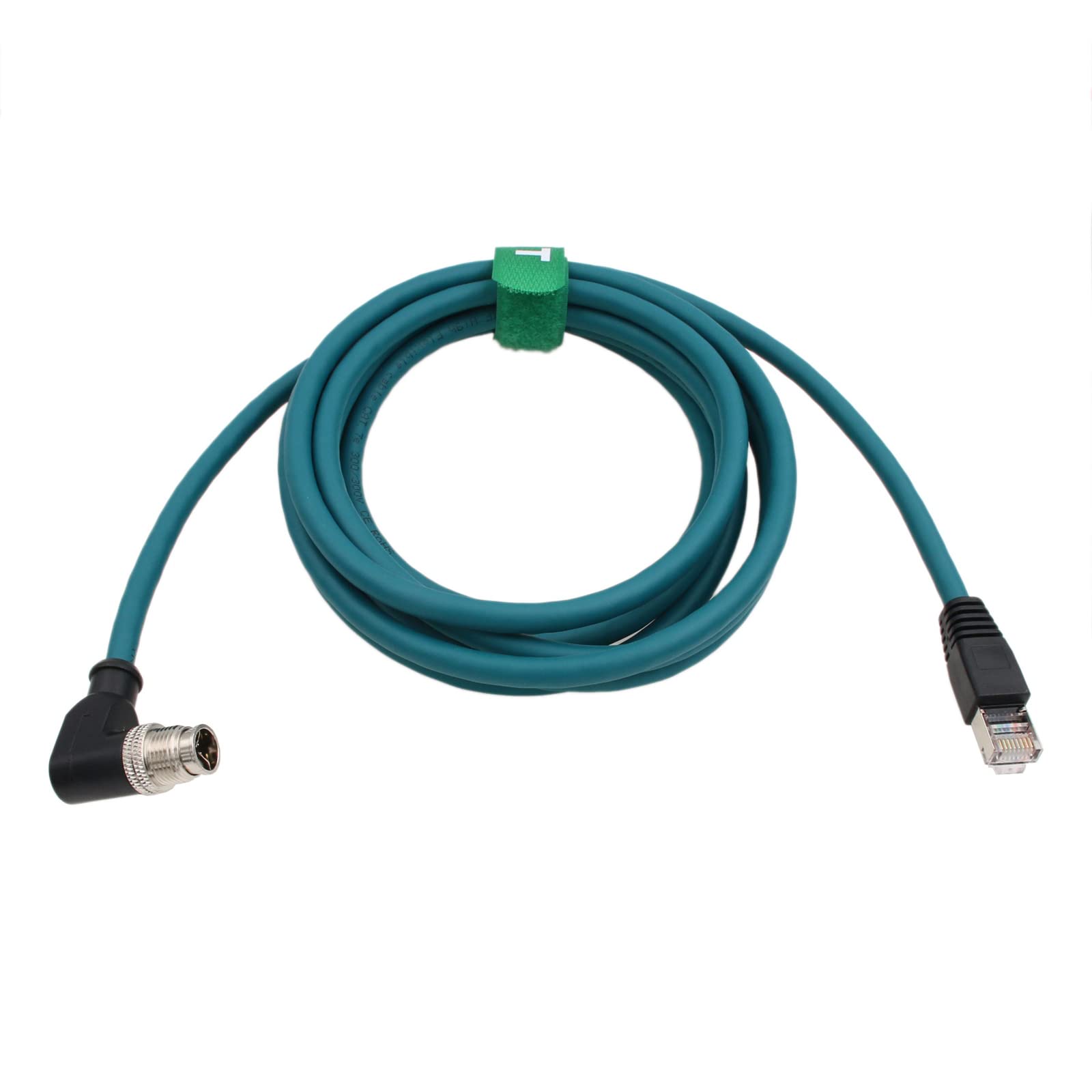 HangTon Connect HangTon M12 8 Pin X-Coding Right Angle to RJ45 Ethernet Cable for Cognex Vision Cameras CAT-7e 2m High Speed Connection