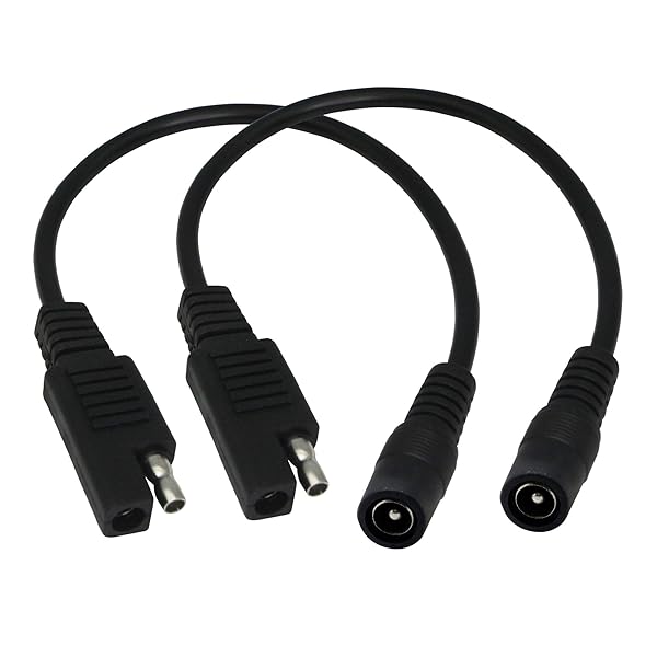 PNGKNYOCN 24cm 20AWG SAE Plug to DC5.5x2.1mm Female Converter Adapter Cable for Cars Motorcycles Solar Panels 2-Pack - View 2 of 7