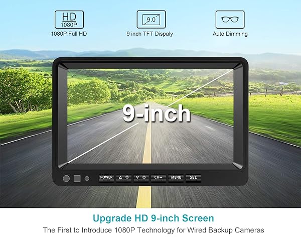 Fookoo Fookoo ? HD Backup Camera System Kit 9 Inch 1080P Monitor Waterproof Rear View Camera for Truck Semi Trailer Box Truck RV - View 5 of 9