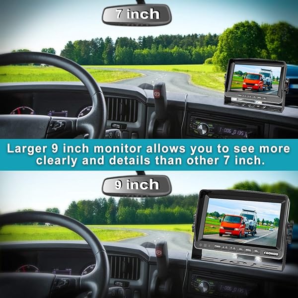 Fookoo Fookoo ? HD Backup Camera System Kit 9 Inch 1080P Monitor Waterproof Rear View Camera for Truck Semi Trailer Box Truck RV - View 7 of 9