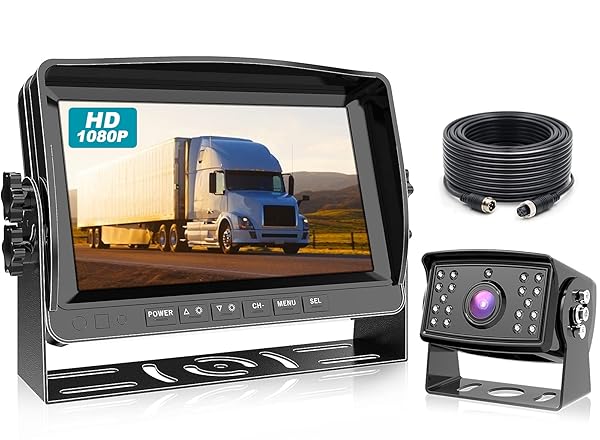 Fookoo Fookoo ? HD Backup Camera System Kit 9 Inch 1080P Monitor Waterproof Rear View Camera for Truck Semi Trailer Box Truck RV
