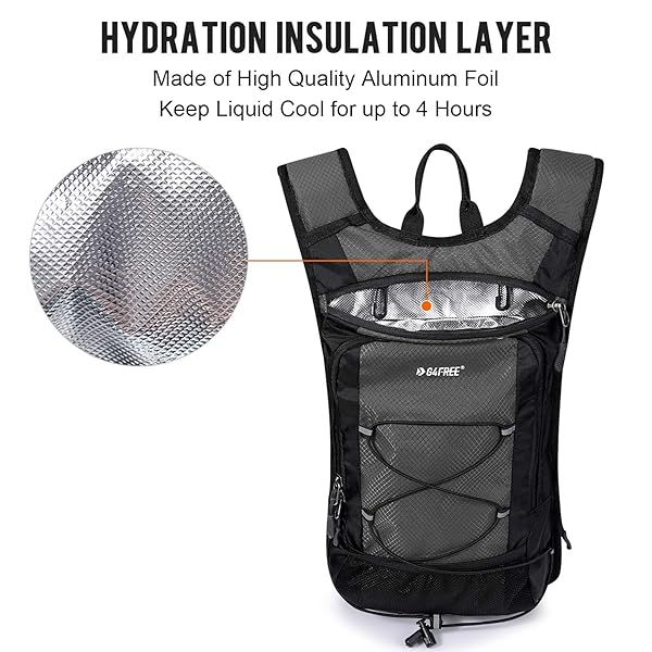 G4Free G4Free Insulated Hydration Backpack with 2L BPA Free Bladder for Outdoor Running Hiking Cycling Camping Grey - View 3 of 8