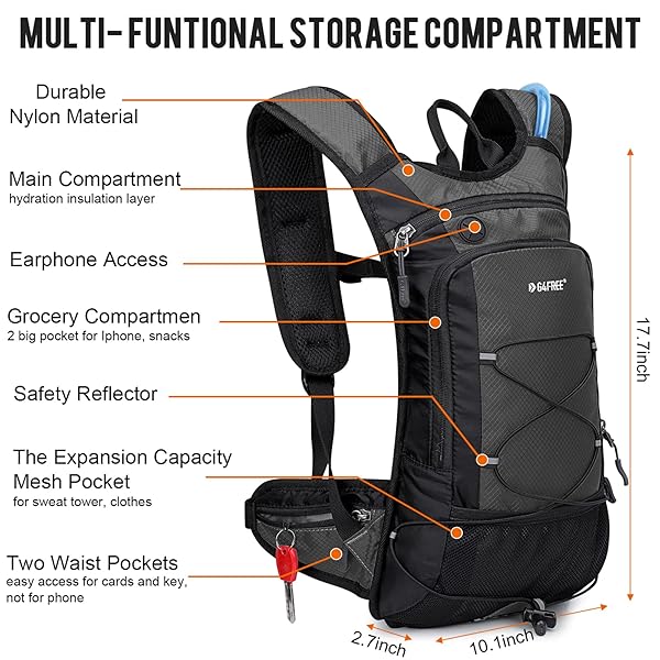 G4Free G4Free Insulated Hydration Backpack with 2L BPA Free Bladder for Outdoor Running Hiking Cycling Camping Grey - View 5 of 8