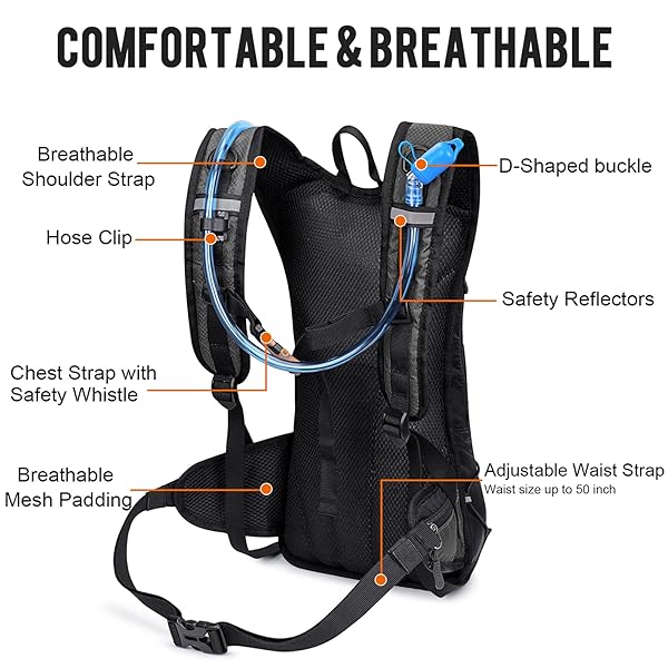 G4Free G4Free Insulated Hydration Backpack with 2L BPA Free Bladder for Outdoor Running Hiking Cycling Camping Grey - View 6 of 8