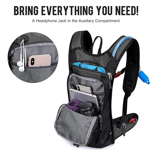 G4Free G4Free Insulated Hydration Backpack with 2L BPA Free Bladder for Outdoor Running Hiking Cycling Camping Grey - View 7 of 8