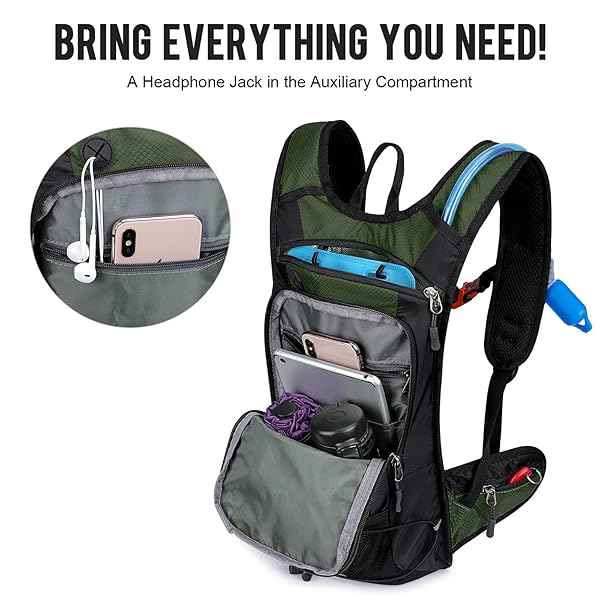G4Free G4Free Insulated Hydration Backpack with 2L BPA Free Bladder for Outdoor Running Hiking Cycling Camping Olive Green - View 7 of 8