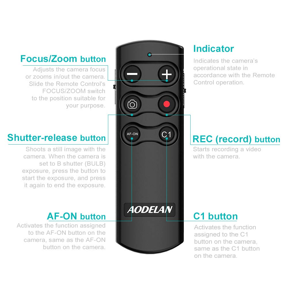 AODELAN AODELAN Wireless Remote Shutter Release for Sony Cameras: ZV-E10, FX3, A7 Series & More - Replaces RMT-P1BT - View 7 of 9