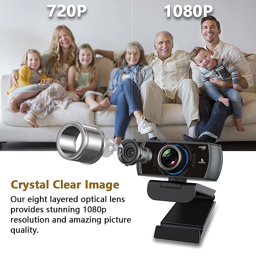 NexiGo NexiGo N980P 1080P Webcam with Microphone and Software Control for Zoom Skype FaceTime Teams PC Mac Laptop Desktop - View 4 of 9