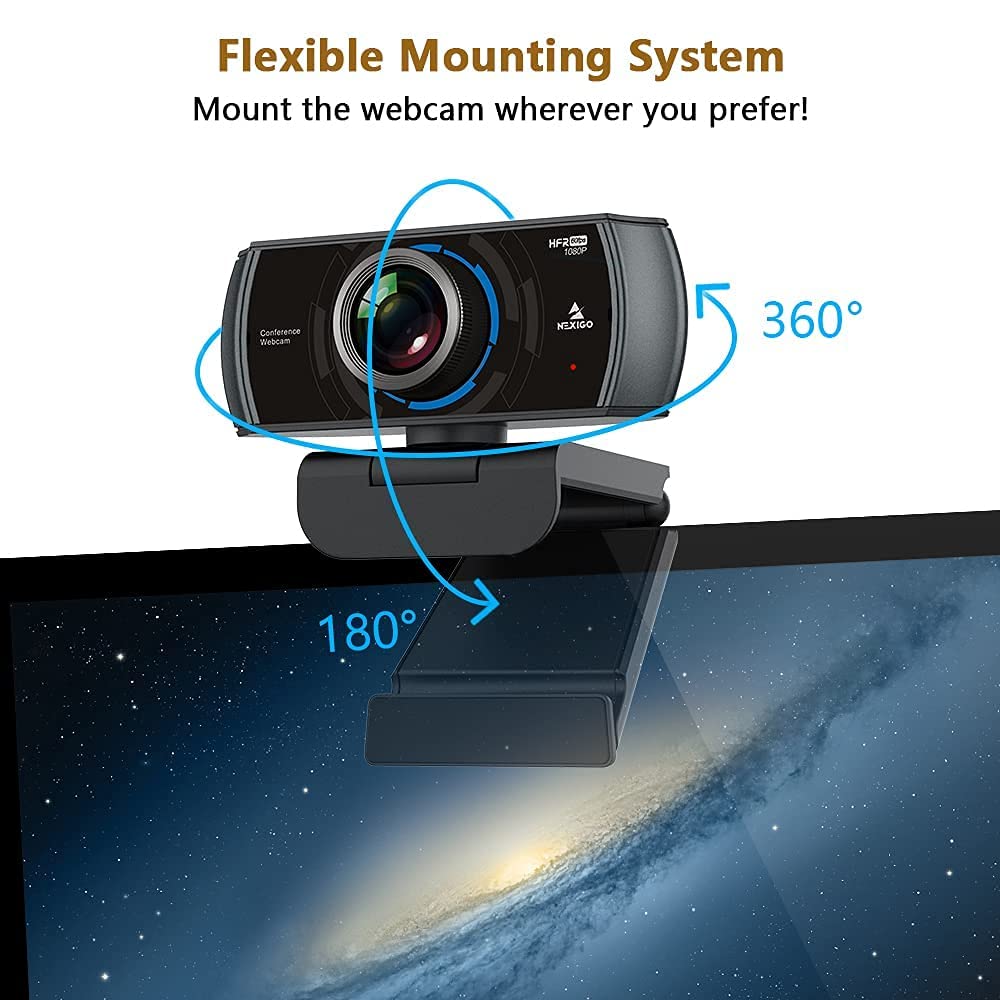 NexiGo NexiGo N980P 1080P Webcam with Microphone and Software Control for Zoom Skype FaceTime Teams PC Mac Laptop Desktop - View 6 of 9