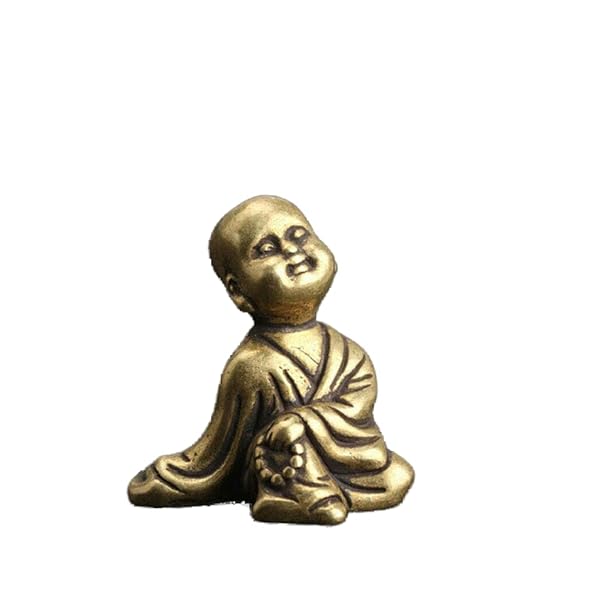 Wixine Exquisite Brass Young Buddhist Monk Statue - 1Pcs Decor for Home & Office | Wixine
