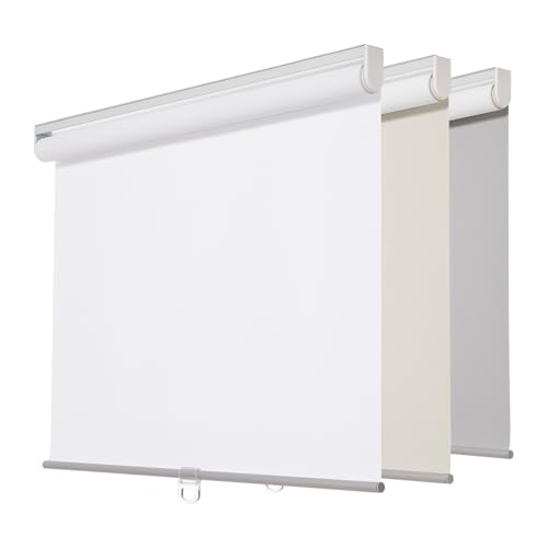 Persilux Custom Cut 100% Blackout Roller Shades Cordless Window Blinds 27x72 White UV Protection Energy Saving for Home Office Living Room Bedroom