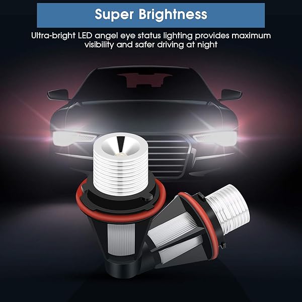 Yosoo Health Gear LED Bulbs 2pcs 6000K 5W Bright Car LED Lights Halo Rings Headlights for E60 E61 E39 E53 - View 3 of 8
