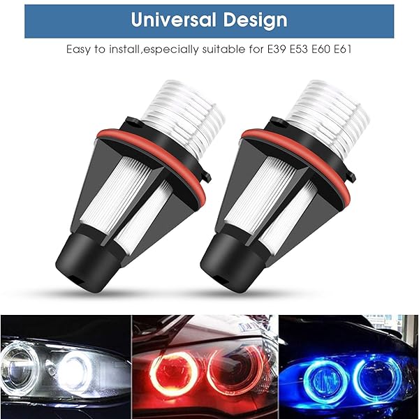 Yosoo Health Gear LED Bulbs 2pcs 6000K 5W Bright Car LED Lights Halo Rings Headlights for E60 E61 E39 E53 - View 4 of 8