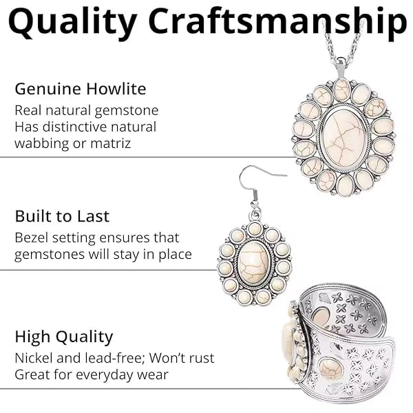 SHOP LC DELIVERING JOY Howlite Jewelry Sets for Women Turquoise Inspired Western Cowgirl Accessories Statement Necklace Earrings Cuff Bracelet Southwestern Jewelry - View 4 of 7