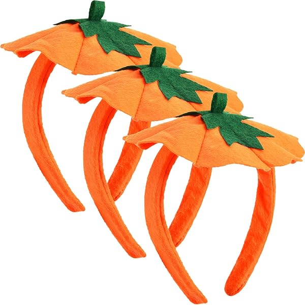 WILLBOND WILLBOND 3 Pieces Halloween Pumpkin Headbands Hair Hoops Costume Party Accessory Orange